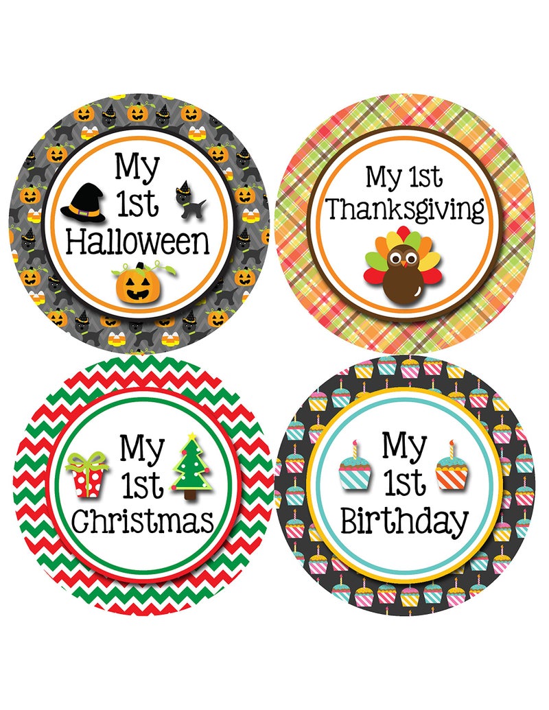 Months In Motion My First Holiday Baby Stickers Milestone Christmas, Birthday, Halloween, Easter, Thanksgiving Baby Sticker (Holiday 2) - Image 4